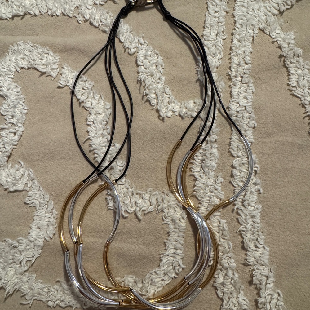 Lizzy Classic 4 Strand Black Leather Wrap Bracelet in Gold & Silver